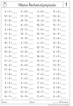 Division mit restbetrag, vielecke bestimmen, oberfläche und volumen, wahrscheinlichkeit und vieles mehr. Kopfrechnen plus und minus ZR 20 | Kopfrechnen, Mathe, Lernen