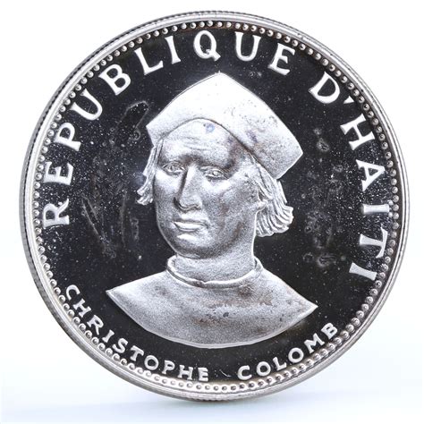 Haiti 25 Gourdes Christopher Columbus Proof Silver Coin 1973 Coinsberg