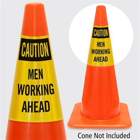 Caution Men Working Ahead Cone Collar Signs