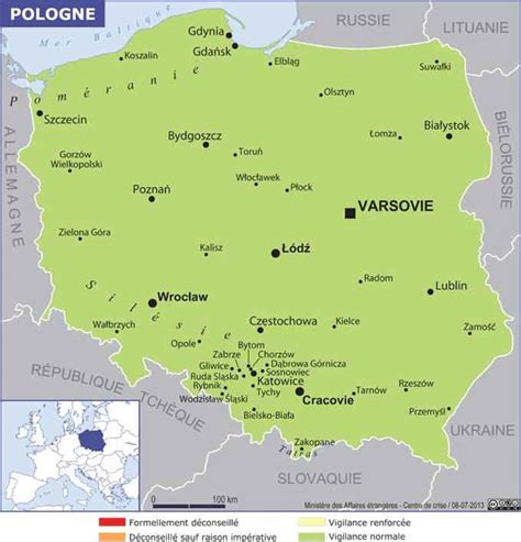 Carte plastifiée souple ou magnétique pour le bureau. Carte de la Pologne » Vacances - Guide Voyage