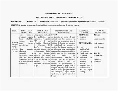 Docente Competente Formatos De Planificación Educativa