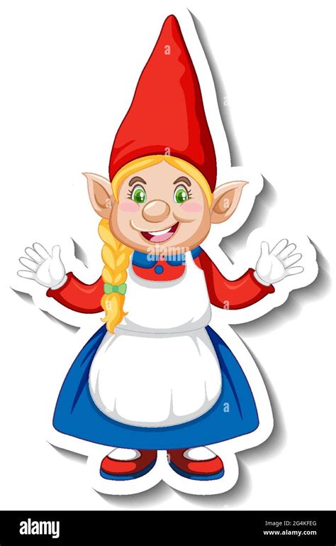 A Sticker Template With Garden Gnome Or Dwarf Cartoon Chracter