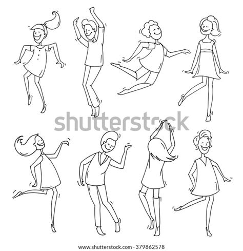Different Woman Boy Dance Figures On White Royalty Free Images Stock