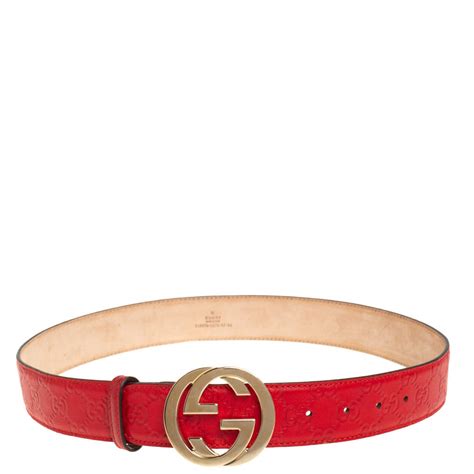 Gucci Red Guccissima Leather Interlocking G Buckle Belt 85cm Gucci