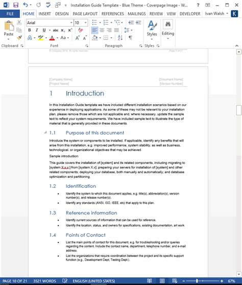 Installation Guide Template Ms Word Templates Forms Checklists
