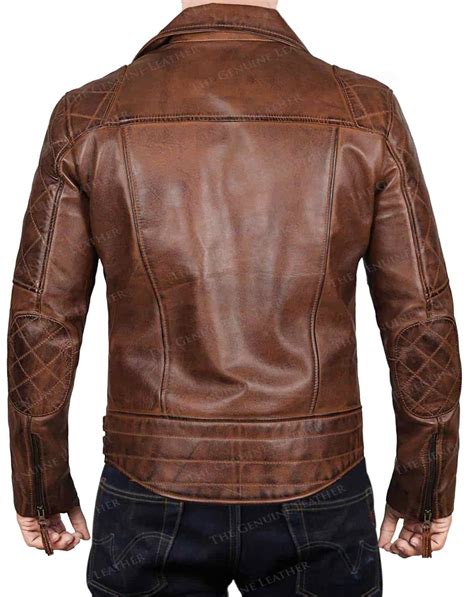 Mens Brown Brando Biker Vintage Leather Jacket The Genuine Leather