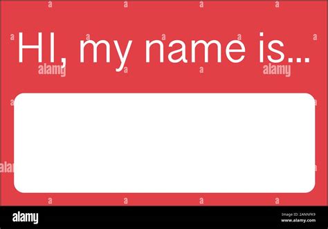 Red Name Tag Empty Sticker Hello My Name Is With Drop Gray Shadow On White Background Vector