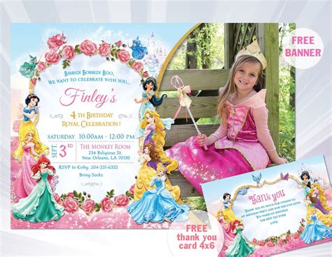 Princess Invitations Princess Birthday Party Invitations Disney