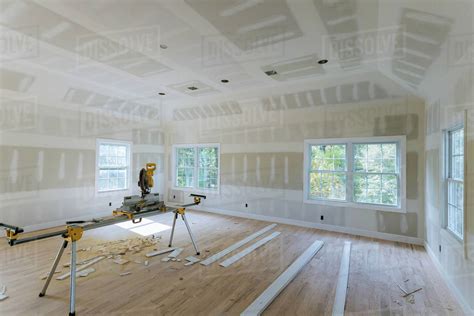 Drywall Finish Building Industry New Home Construction Interior Stock
