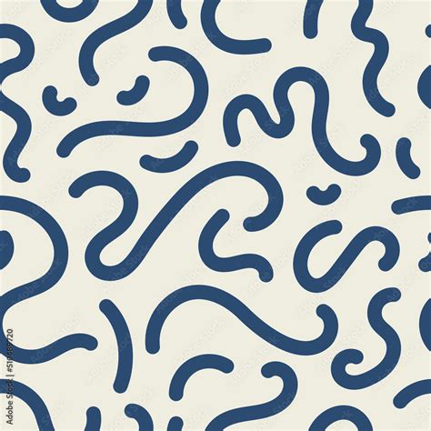 Blue Squiggle Seamless Vector Pattern Navy Color Squiggly Lines On An