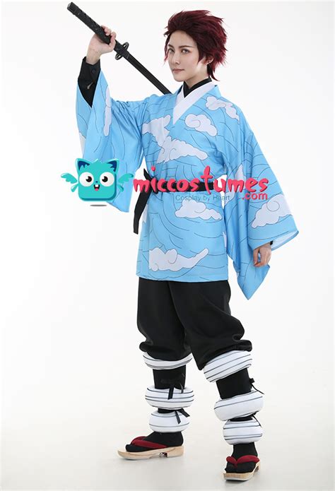 Kny Tanjirou Blue Cloud Kimono Haori Cover Up Cosplay Costume Cosplay