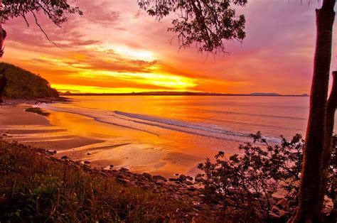Sunset At Noosa Heads Beach Sunshine Coast Queensland Australia