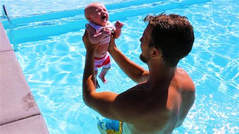 His First Time Swimming Youtube