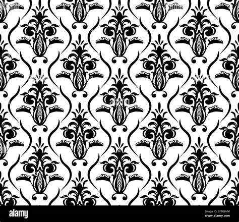 Vintage Seamless Seamless Pattern As Damask Baroque Style Black And