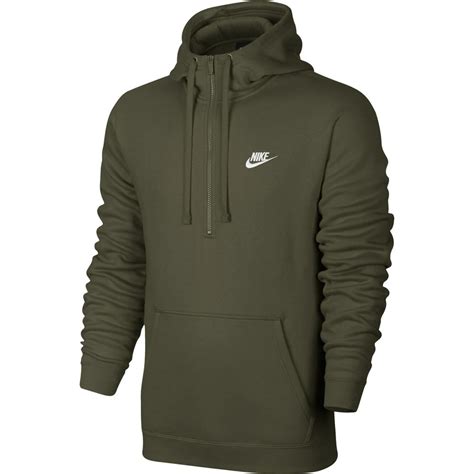Nike Nike Nsw Club Mens Fleece Half Zip Pullover Hoodie Olive Green