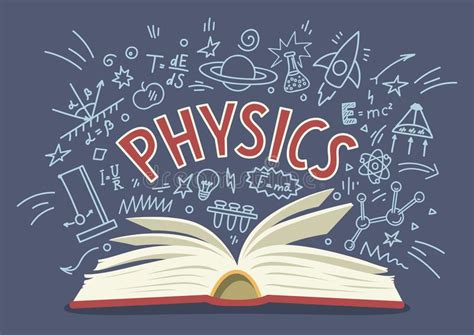 Physics Open Book With Doodles With Lettering Stock Vector