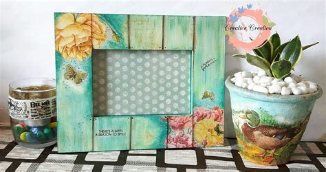 Hand Painted Decoupage Photo Frame Frame Photo Frame Hand Painted