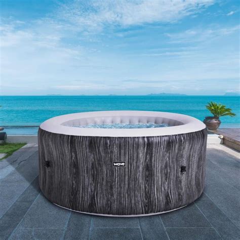 Wave Atlantic 4 Person Round Inflatable Hot Tub 105 Massaging Air Jets