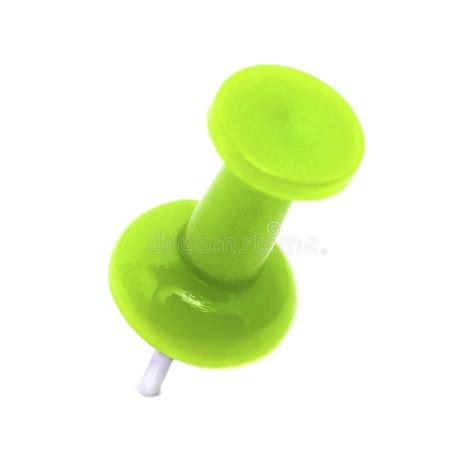 Green Push Pin Isolated On White Background Thumbtack Pushpin Tack