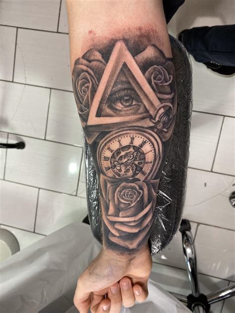 All Seeing Eye And Clock Done By Jesse At Tattoo Salvation Louisville