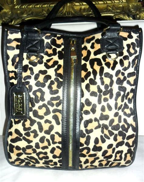 Huge Badgley Mischka Cheetah Hair Calf Leather Zippered Handbag Large