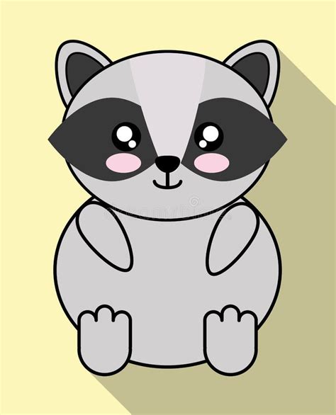 Kawaii Raccoon Icon Cute Animal Vector Graphic Stock Vector