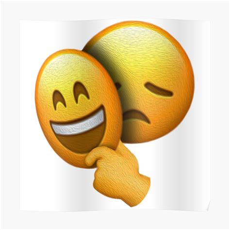 Emoji Sad Face Under Happy Mask Poster By Hyperdeath Redbubble