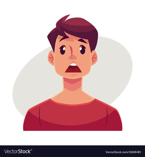Young Man Face Surprised Facial Expression Vector Image