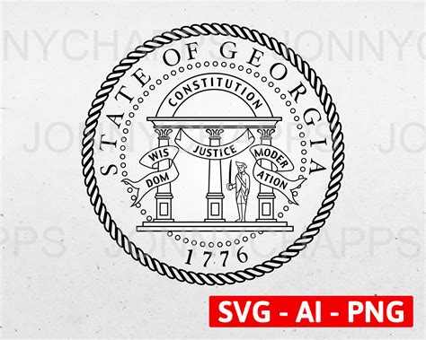 Georgia Ga State Seal Logo Digital Vector Ai Svg Png Etsy