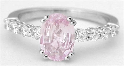 Sterling silver lab created pink sapphire & diamond. Natural Light Pink Sapphire Engagement Ring in 14k White Gold(GR-5911)