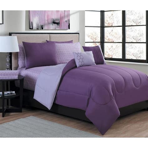 Fit my daughters queen bed perfectly. Geneva Home Fashion Lattice 9-Piece Purple/Light Purple ...