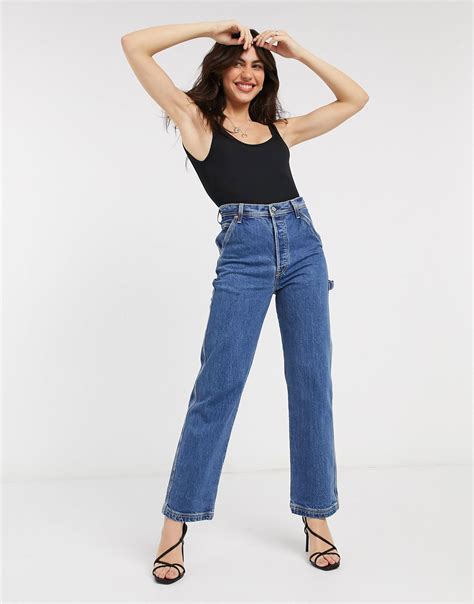 Levis Ribcage Straight Leg Utility Jeans In Blue Lyst Canada
