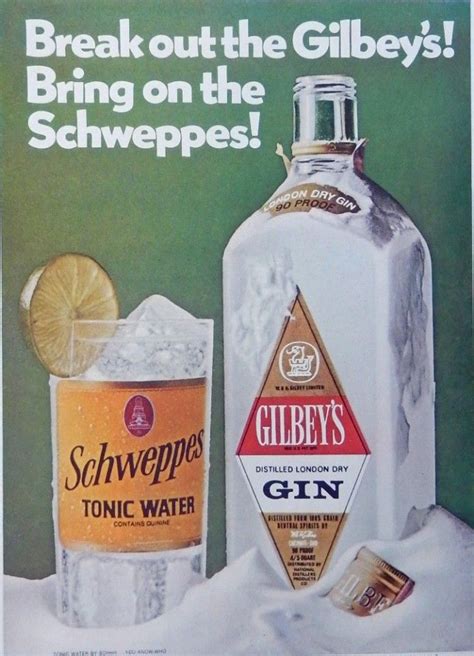 Gilbey S Gin 70 S Print Ad Color Illustration Schweppes Tonic Water Original 1971 Magazine Art