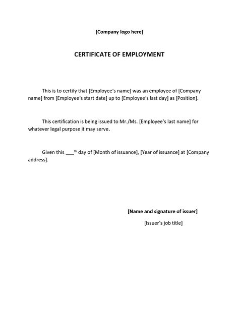 40 Best Certificate Of Employment Samples Free Templatelab