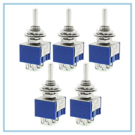 5 Pcs On Off On 6 Terminals Double Pole Dual Throw Toggle Switch 6a