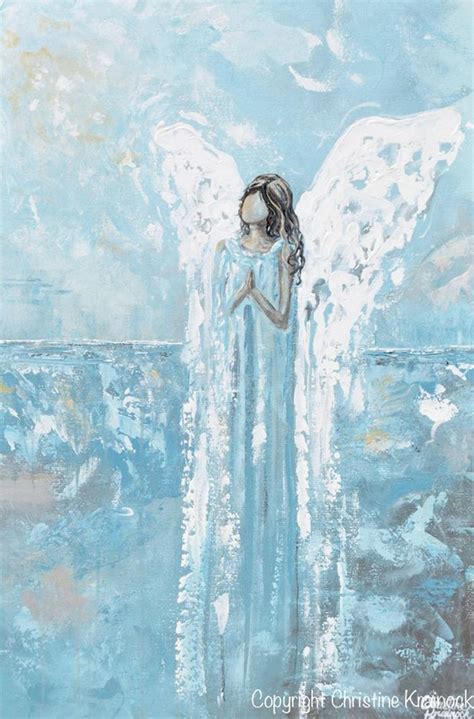 Canvas Print Abstract Angel Painting Guardian Angel Blue