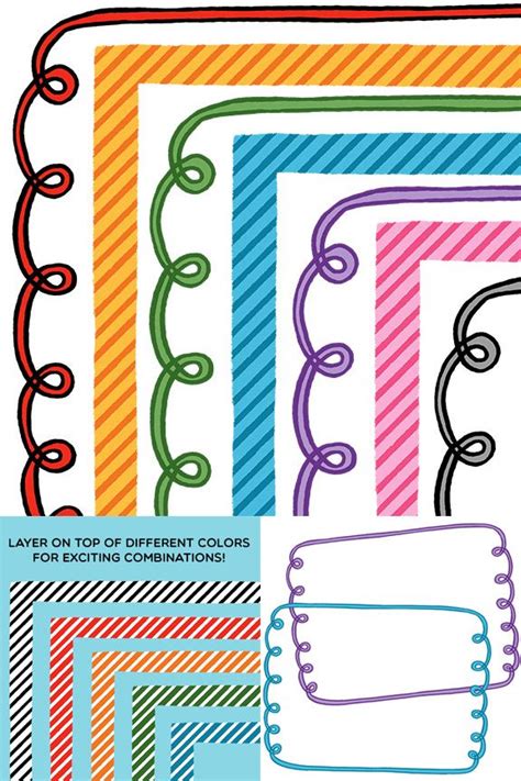 Clip Art Curls And Stripes Border Set For Personal And Commercial Use