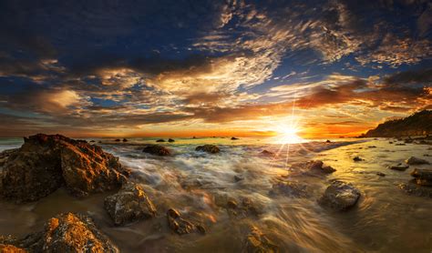 4k Malibu Usa Scenery Sunrises And Sunsets Coast Sky Stones