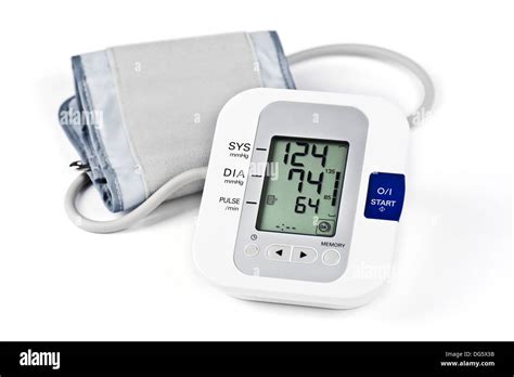 Digital Blood Pressure Monitor On White Background Stock Photo Alamy