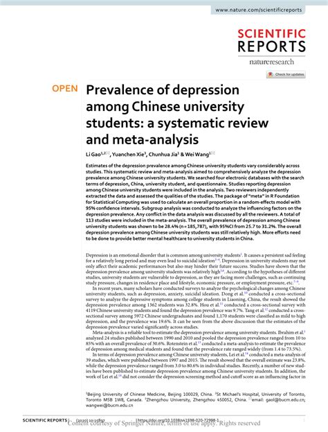 Depression and anxiety are prevalent problems in colleges across the country. (PDF) Prevalence of depression among Chinese university ...