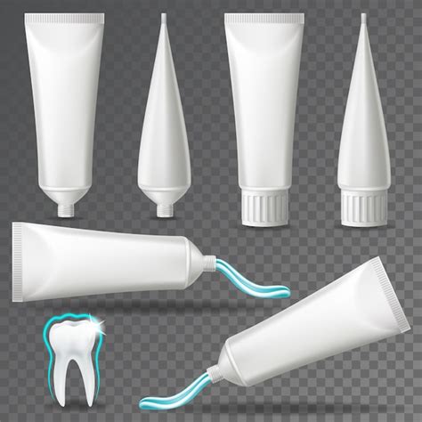 set of tubes for toothpaste free vector