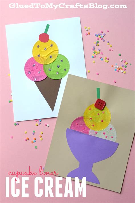 Cupcake Liner Ice Cream Craft Idea For Summer Preschool Crafts