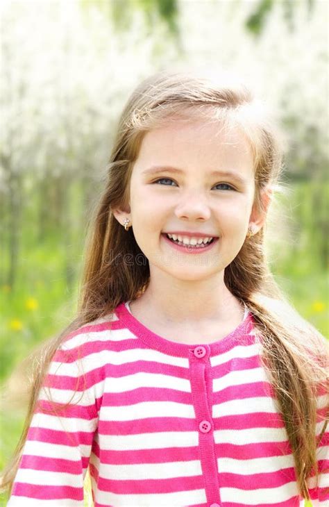 Portrait Of Adorable Smiling Little Girl Stock Photo Image Of Cute
