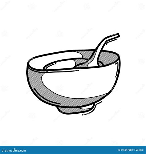 Bowl Doodle Vektor Symbol Zeichnung Skizze Illustration
