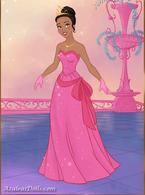 Princess Tiana In Her New And Beautiful Dress In Pink From Fairytale