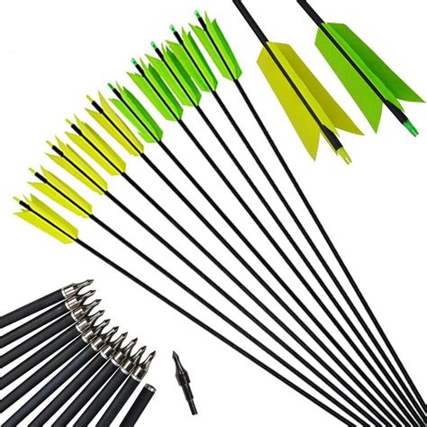 12pcs 30 Carbon Arrows Sp400 Shaft Flu Flu 4 Turkey Feather Target Bow
