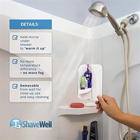 Shave Well Deluxe Anti Fog Shower Mirror Fogless Bathroom Shaving Mirror For Men And Women