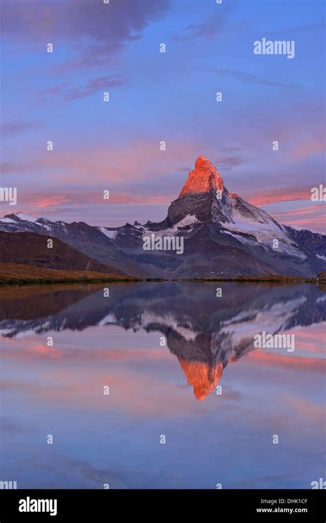 Matterhorn Reflecting In A Mountain Lake Pennine Alps Valais