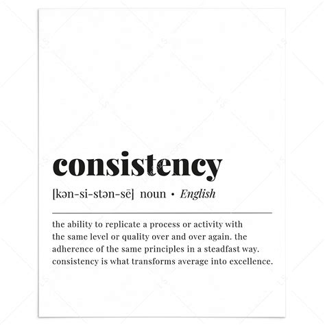 Consistency Definition Print Motivational Wall Art Instant Download