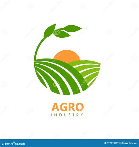 Green Agro Logo With Fields And Leaves Stock Illustration